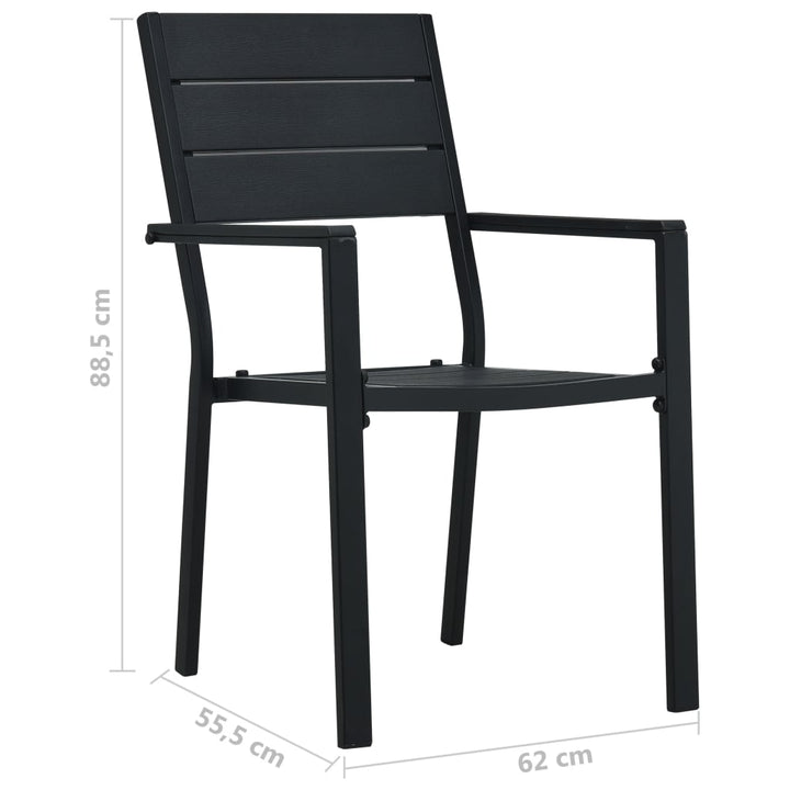 havestole 4 stk. HDPE trælook sort