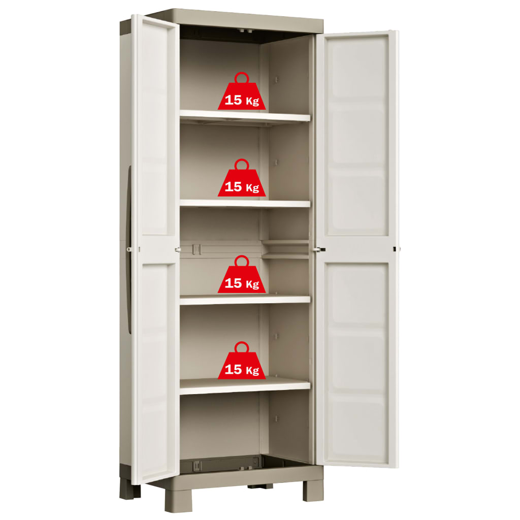 opbevaringsskab med hylder Excellence 182 cm beige gråbrun
