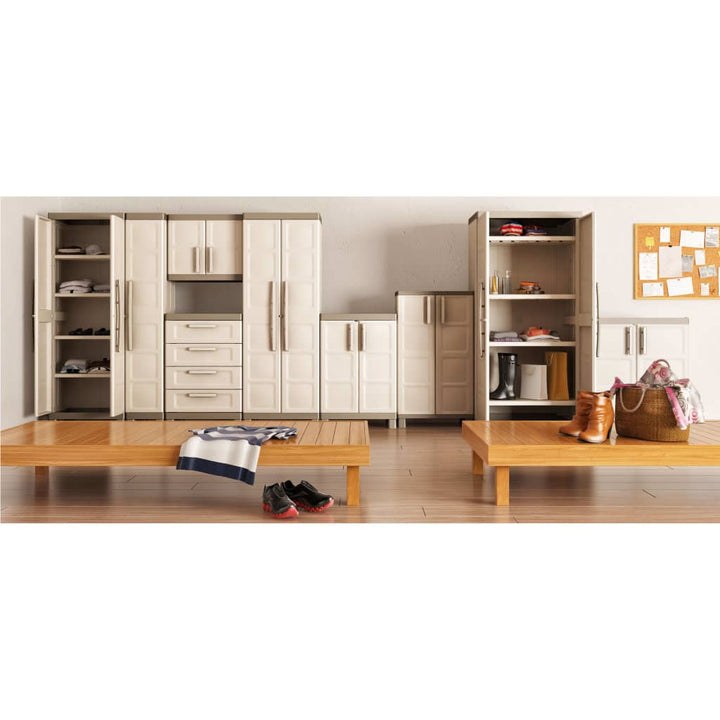 opbevaringsskab med hylder Excellence 182 cm beige gråbrun