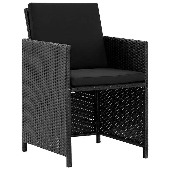 udendørs spisebordssæt 9 dele med hynder polyrattan sort