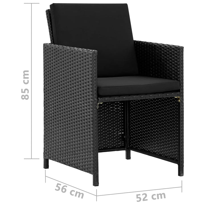 udendørs spisebordssæt 9 dele med hynder polyrattan sort