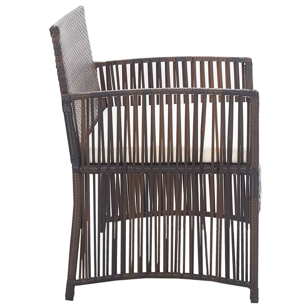 haveloungesæt 4 dele med hynde polyrattan brun