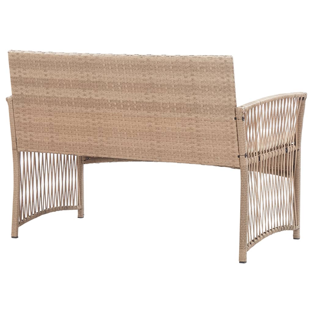 haveloungesæt 4 dele med hynde polyrattan beige