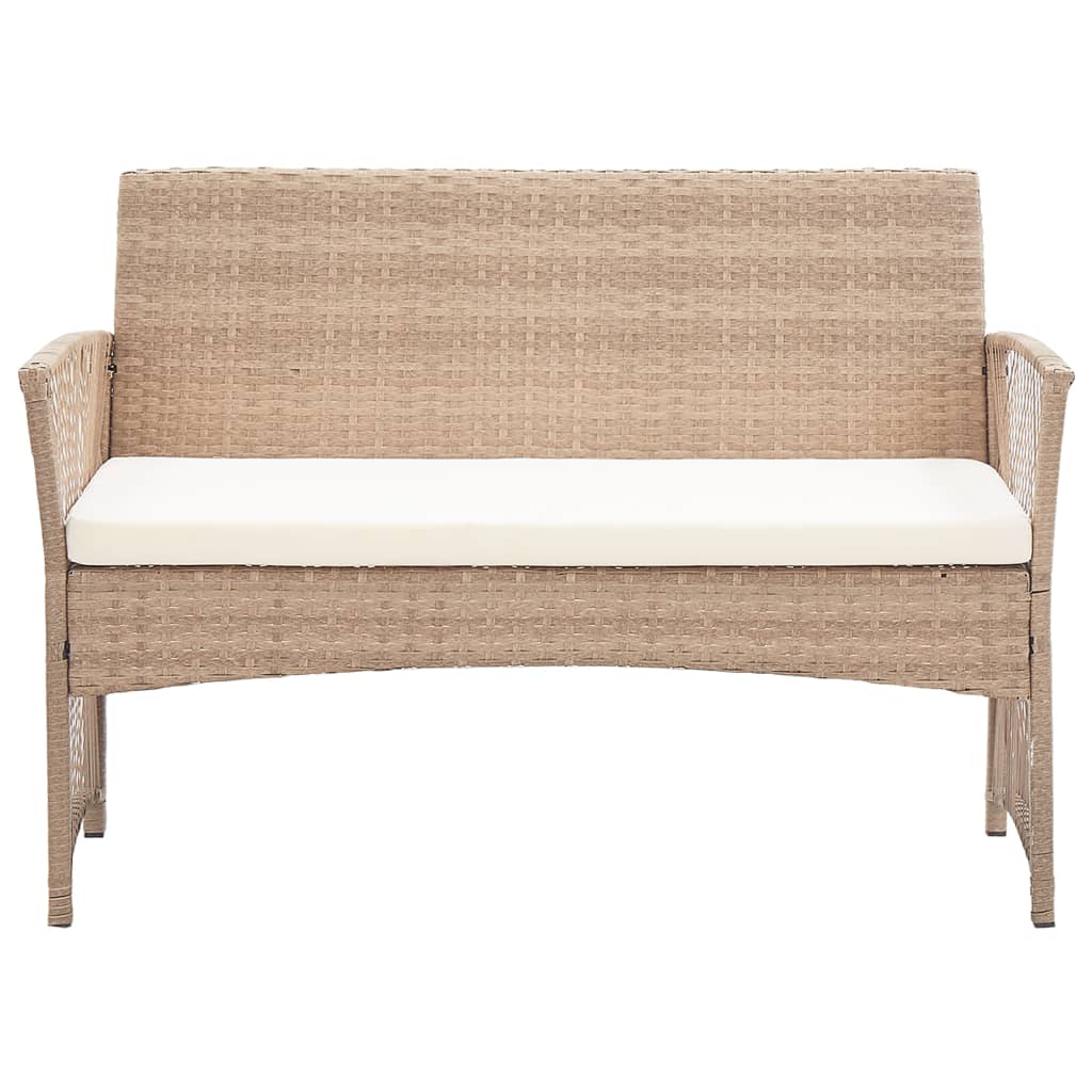haveloungesæt 4 dele med hynde polyrattan beige