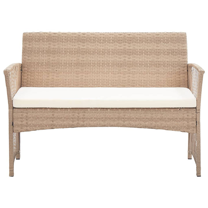 haveloungesæt 4 dele med hynde polyrattan beige