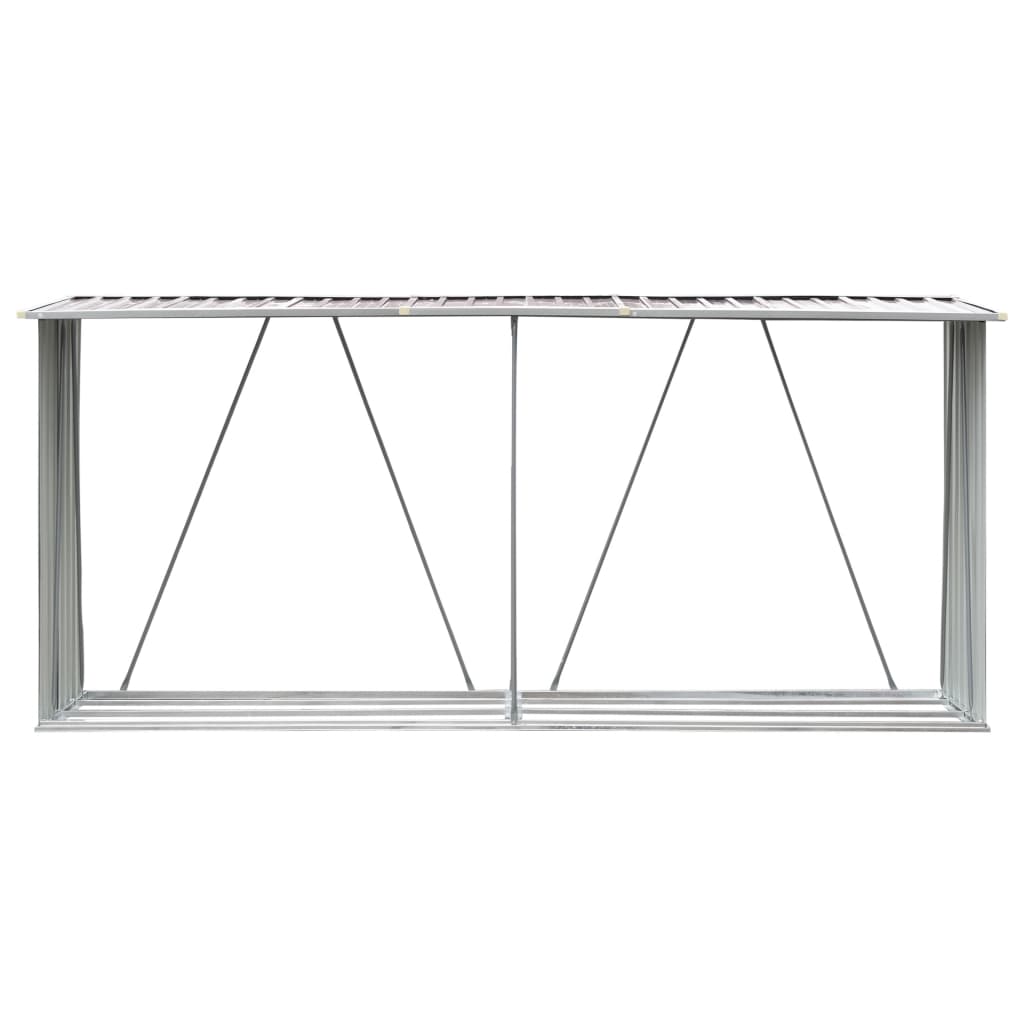 brændeskur til haven 330x84x152 cm galvaniseret stål brun