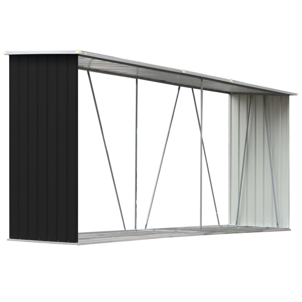brændeskur til haven 330x84x152 cm galvaniseret stål antracitgrå