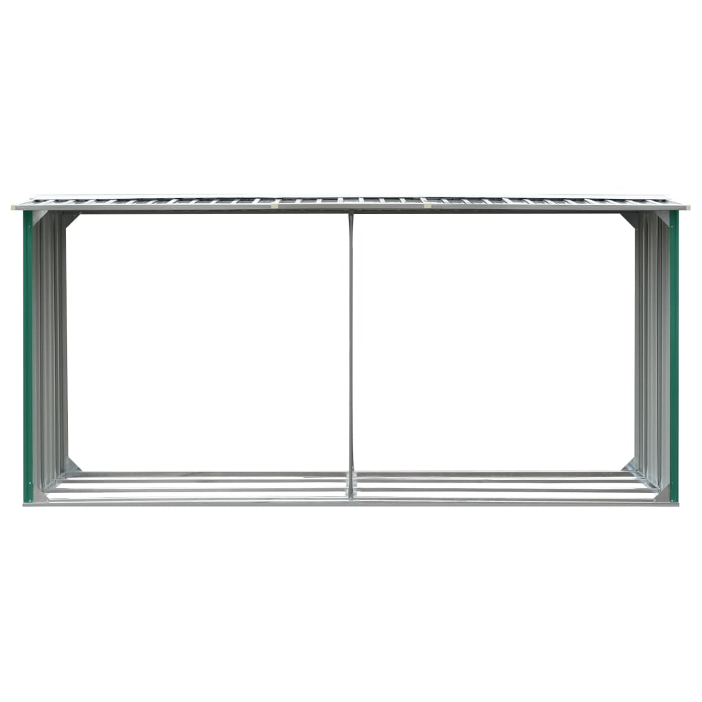 brændeskur til haven 330 x 92 x 153 cm galvaniseret stål grøn