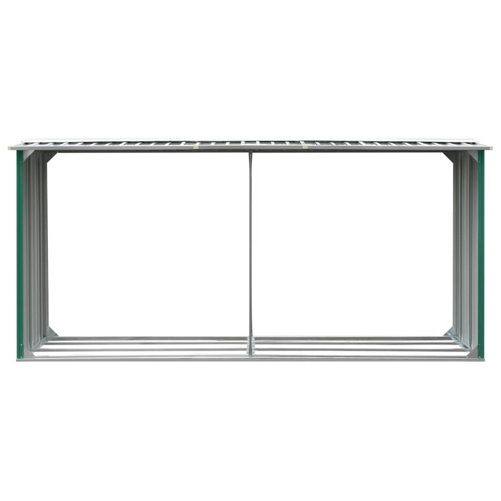 brændeskur til haven 330 x 92 x 153 cm galvaniseret stål grøn