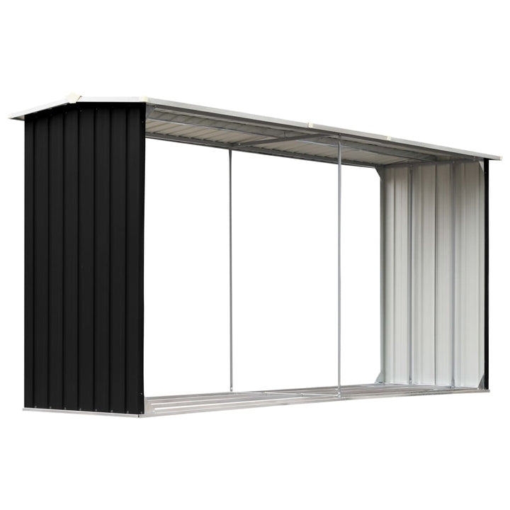 brændeskur 330 x 92 x 153 cm galvaniseret stål antracitgrå