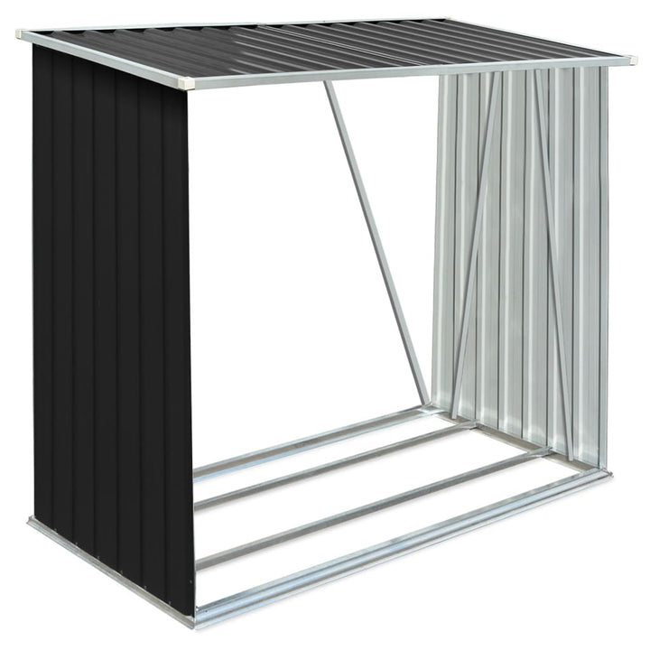 brændeskur til haven 163x83x154 cm galvaniseret stål antracitgrå
