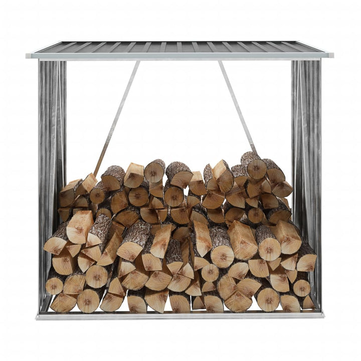 brændeskur til haven 163x83x154 cm galvaniseret stål antracitgrå
