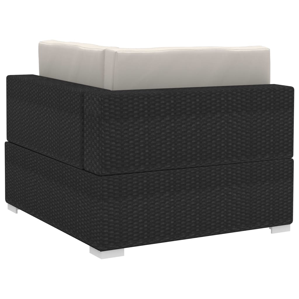 hjørnesæde til sofa med hynder 2 stk. polyrattan sort