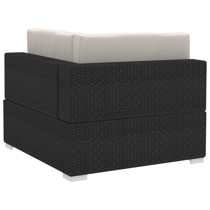 hjørnesæde til sofa med hynder 2 stk. polyrattan sort