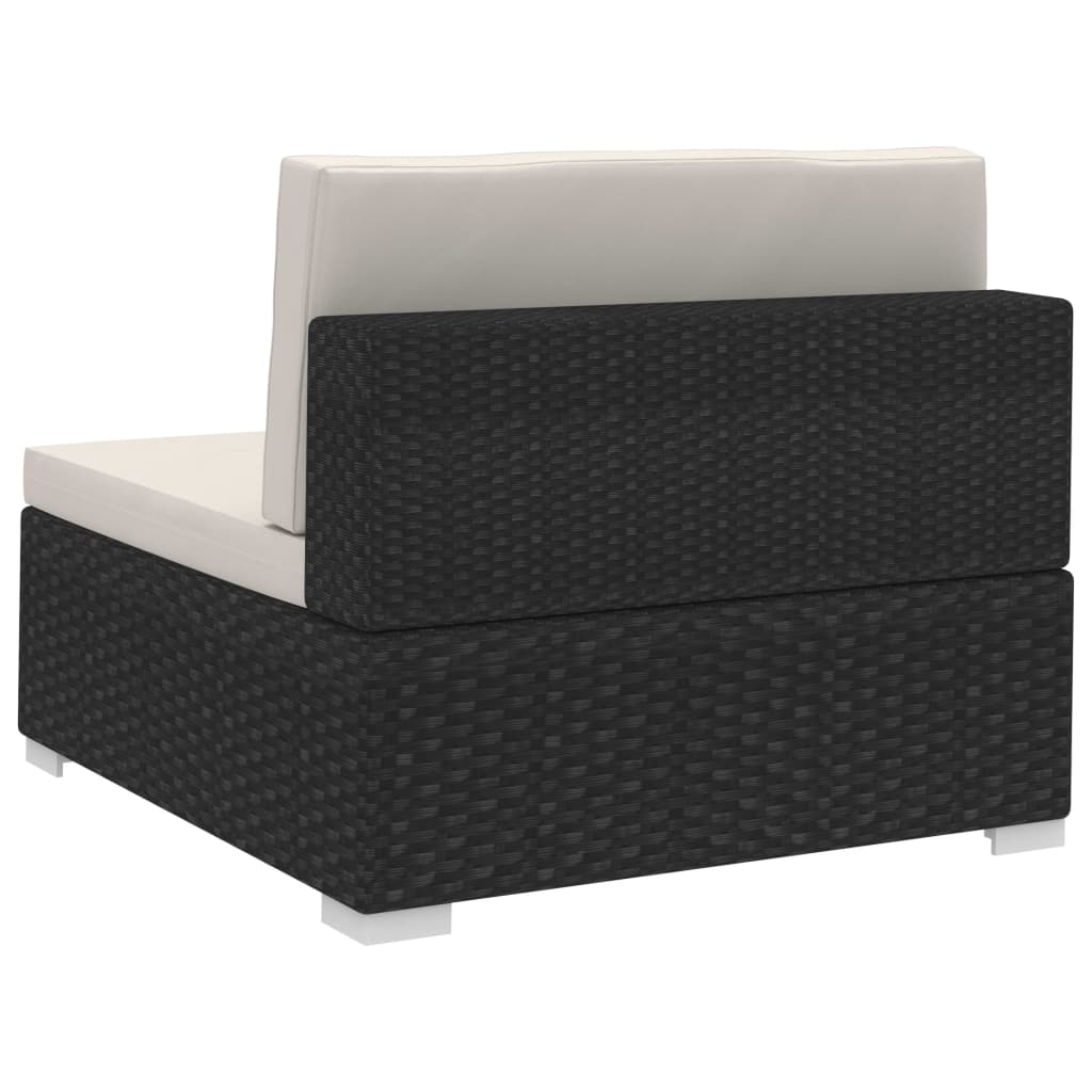hjørnesæde til sofa med hynder 2 stk. polyrattan sort