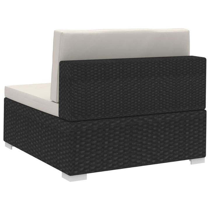 hjørnesæde til sofa med hynder 2 stk. polyrattan sort