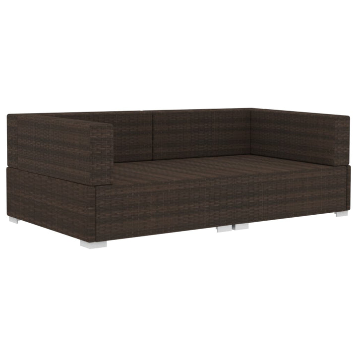 hjørnesæde til sofa med hynder 2 stk. polyrattan brun