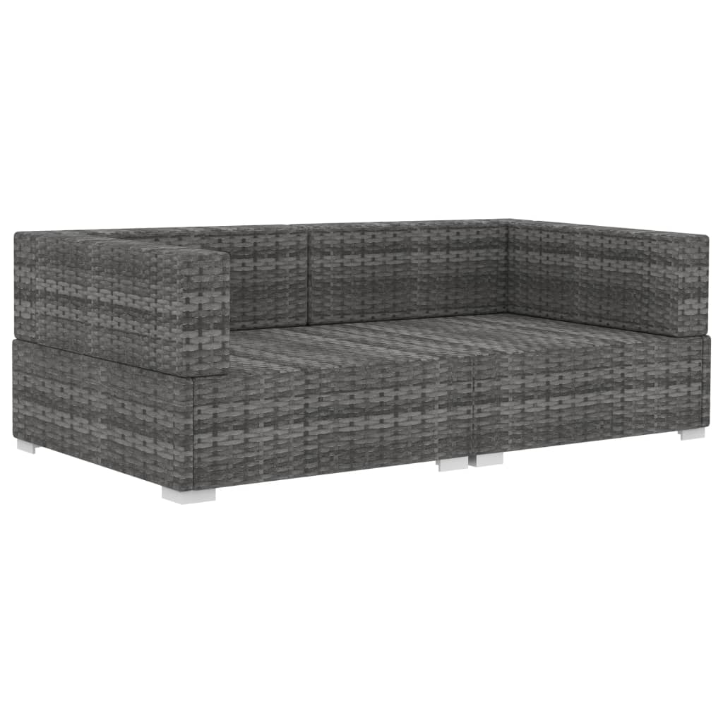 hjørnesæde til sofa med hynder 2 stk. polyrattan grå