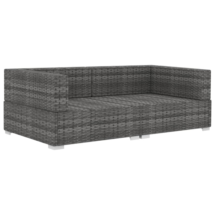 hjørnesæde til sofa med hynder 2 stk. polyrattan grå