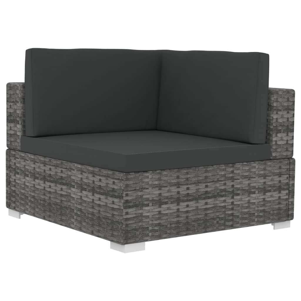 hjørnesæde til sofa med hynder 2 stk. polyrattan grå