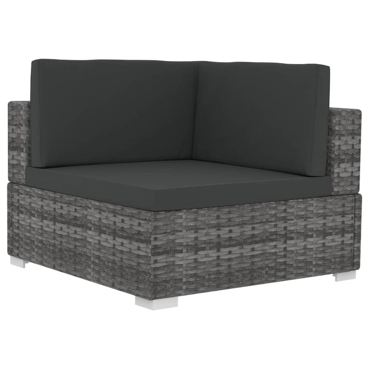 hjørnesæde til sofa med hynder 2 stk. polyrattan grå