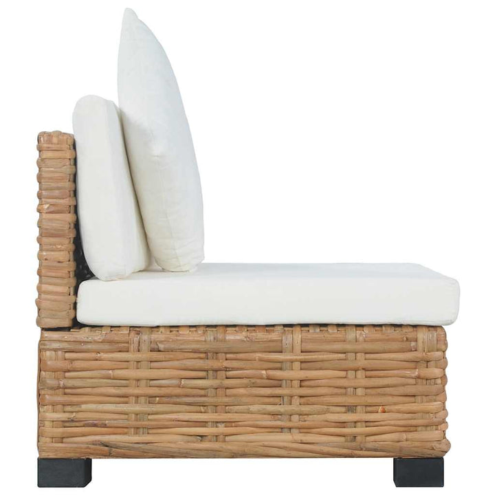 sofa uden armlæn med hynder naturlig rattan