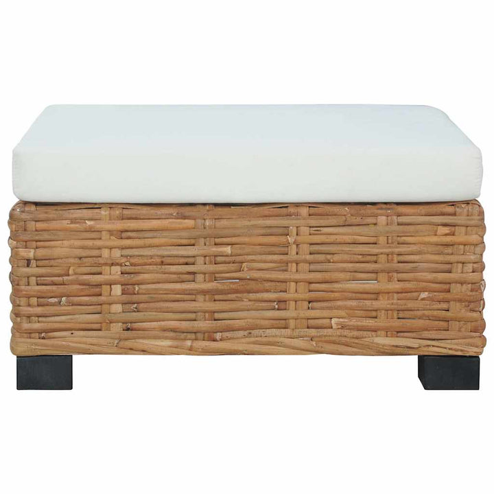 fodskammel med hynde naturlig rattan