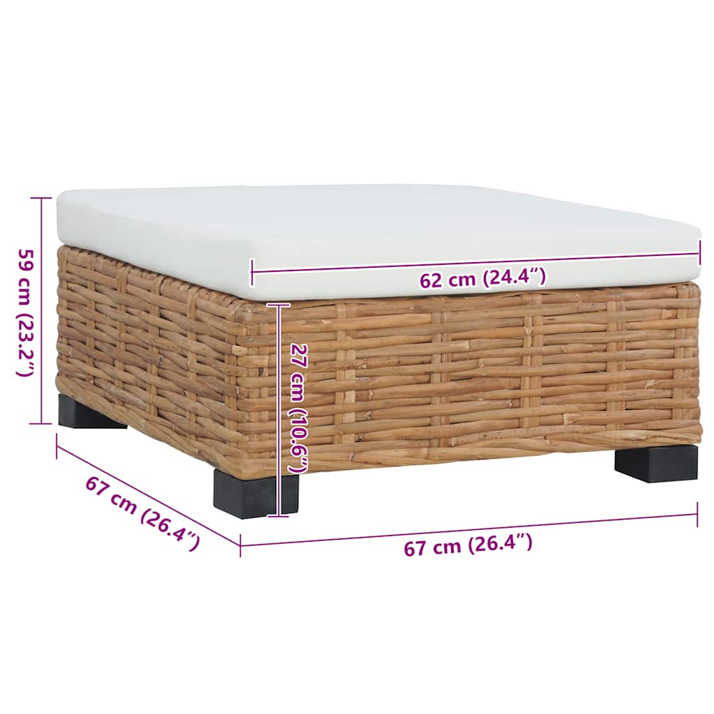 fodskammel med hynde naturlig rattan