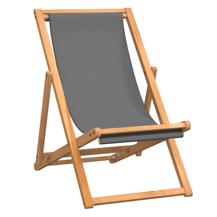 foldbar strandstol massivt teaktræ grå