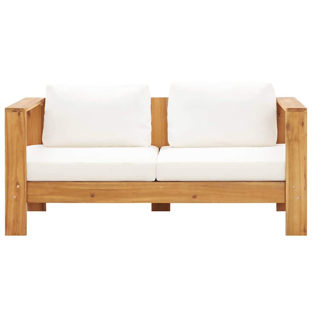 havesofa med hynde 140 cm massivt akacietræ cremefarvet