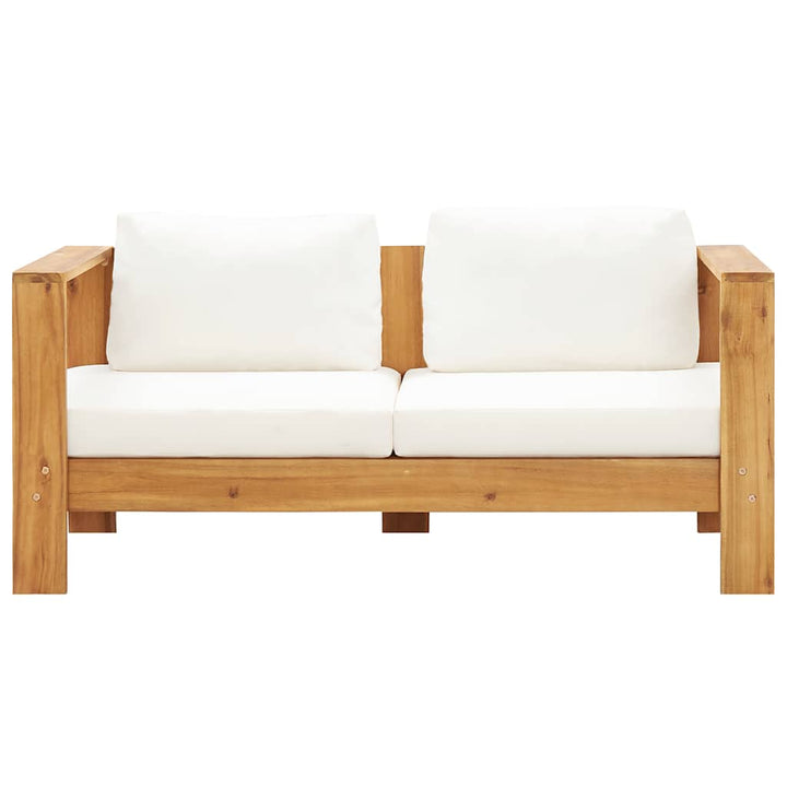havesofa med hynde 140 cm massivt akacietræ cremefarvet