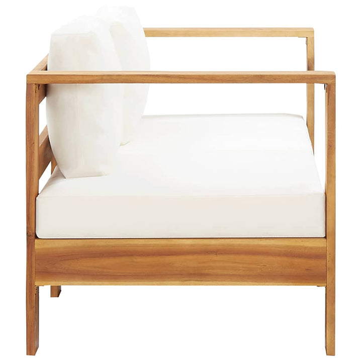 havesofa med hynde 140 cm massivt akacietræ cremefarvet