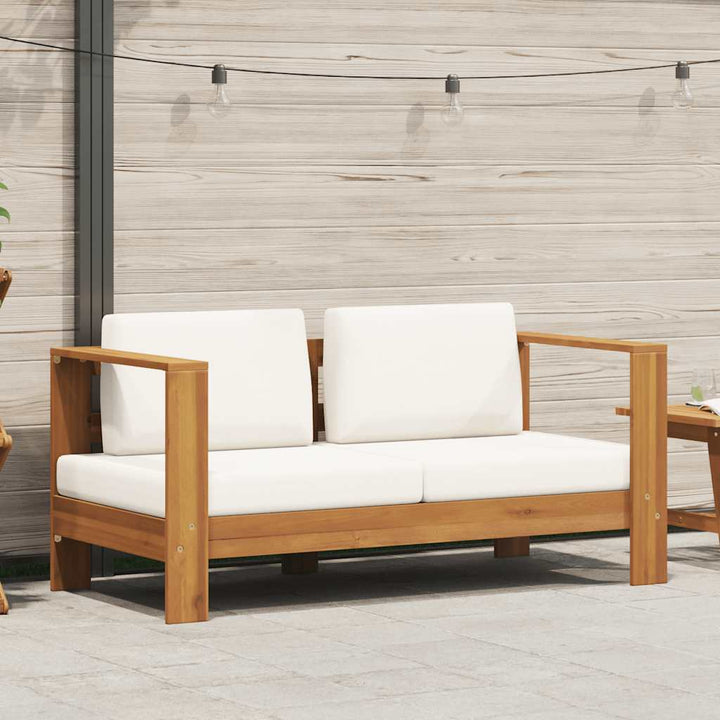 havesofa med hynde 140 cm massivt akacietræ cremefarvet