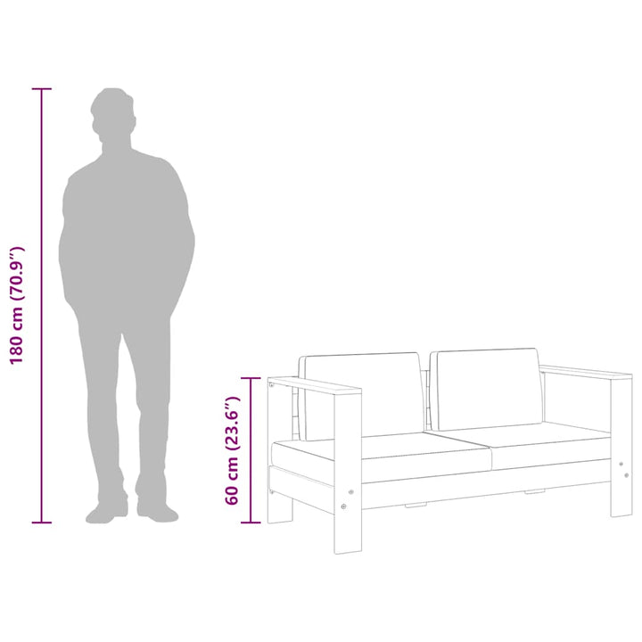havesofa med hynder 140 cm massivt akacietræ grå
