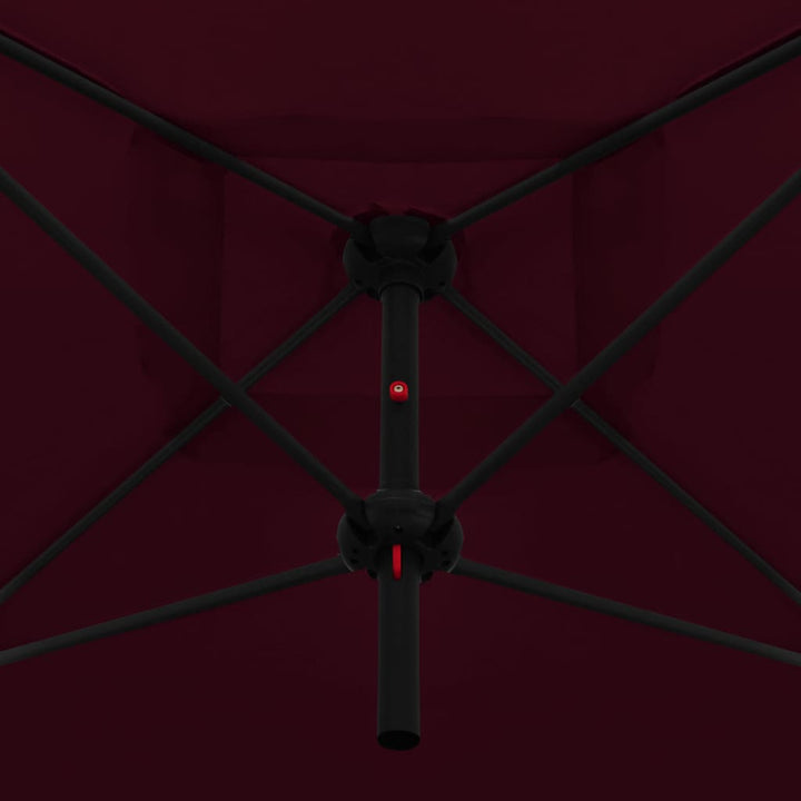 dobbelt parasol med stålstang 250x250 cm bordeauxfarvet