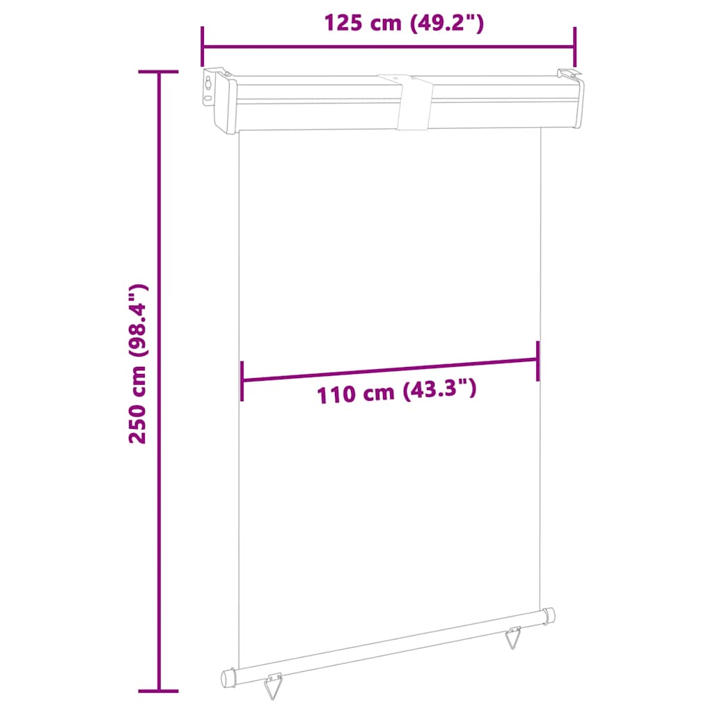 sidemarkise til altan 125x250 cm rød