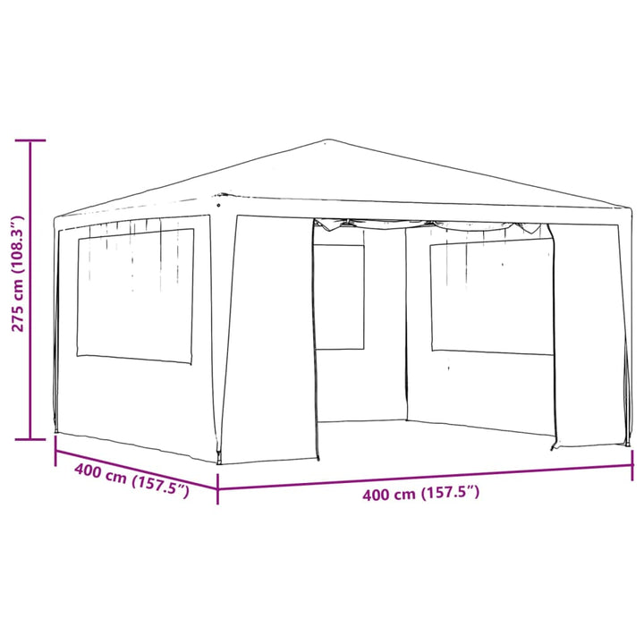 festtelt med sidevægge 4x4 m 90 g/m² blå