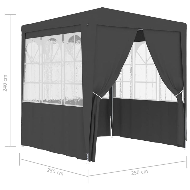 festtelt med sidevægge 2,5x2,5 m 90 g/m² antracitgrå
