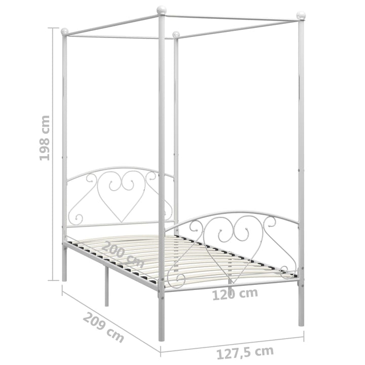 sengestel til himmelseng 120 x 200 cm metal hvid