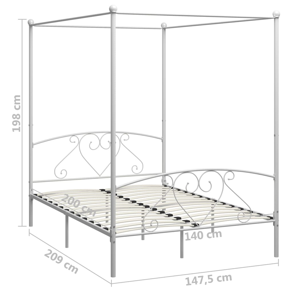 sengestel til himmelseng 140 x 200 cm metal hvid
