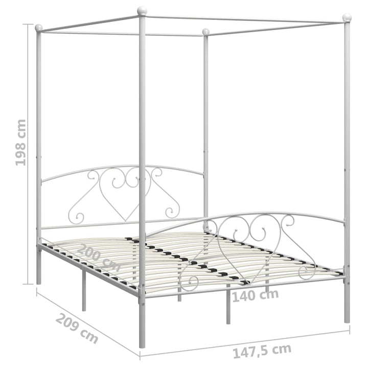 sengestel til himmelseng 140 x 200 cm metal hvid