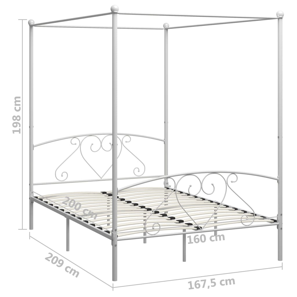sengestel til himmelseng 160 x 200 cm metal hvid