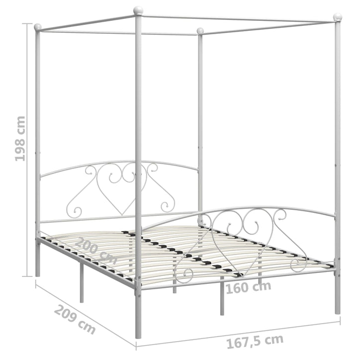 sengestel til himmelseng 160 x 200 cm metal hvid