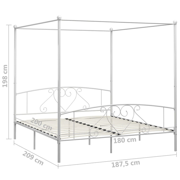 sengestel til himmelseng 180 x 200 cm metal hvid