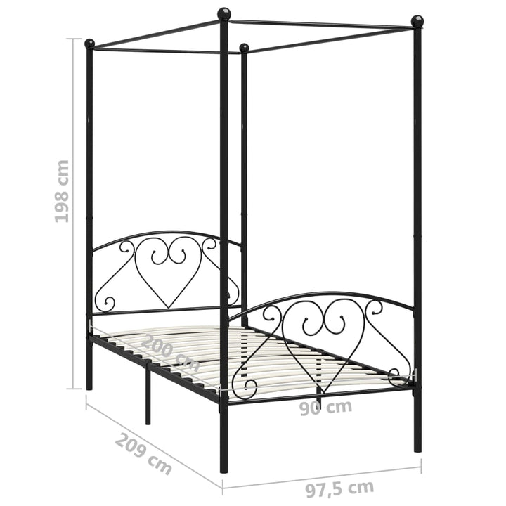 sengestel til himmelseng 90 x 200 cm metal sort
