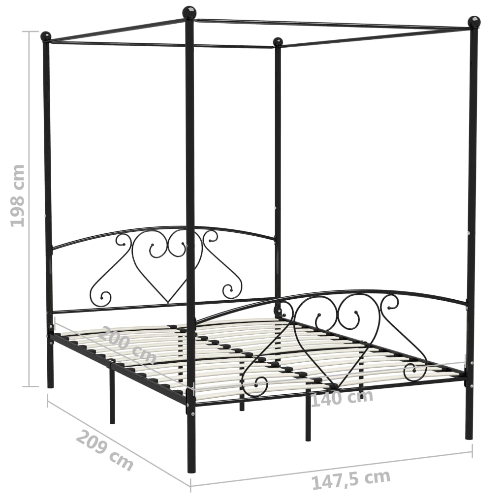 sengestel til himmelseng 140 x 200 cm metal sort