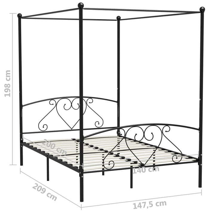 sengestel til himmelseng 140 x 200 cm metal sort