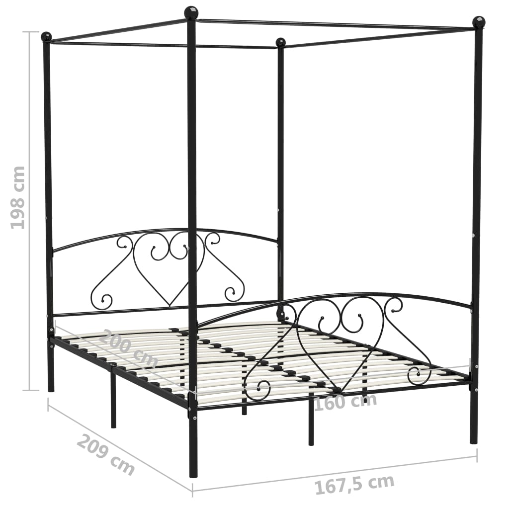 sengestel til himmelseng 160 x 200 cm metal sort