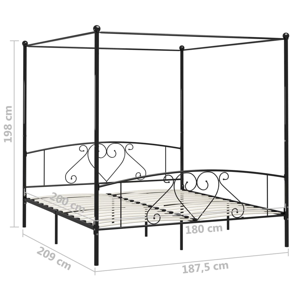 sengestel til himmelseng 180 x 200 cm metal sort