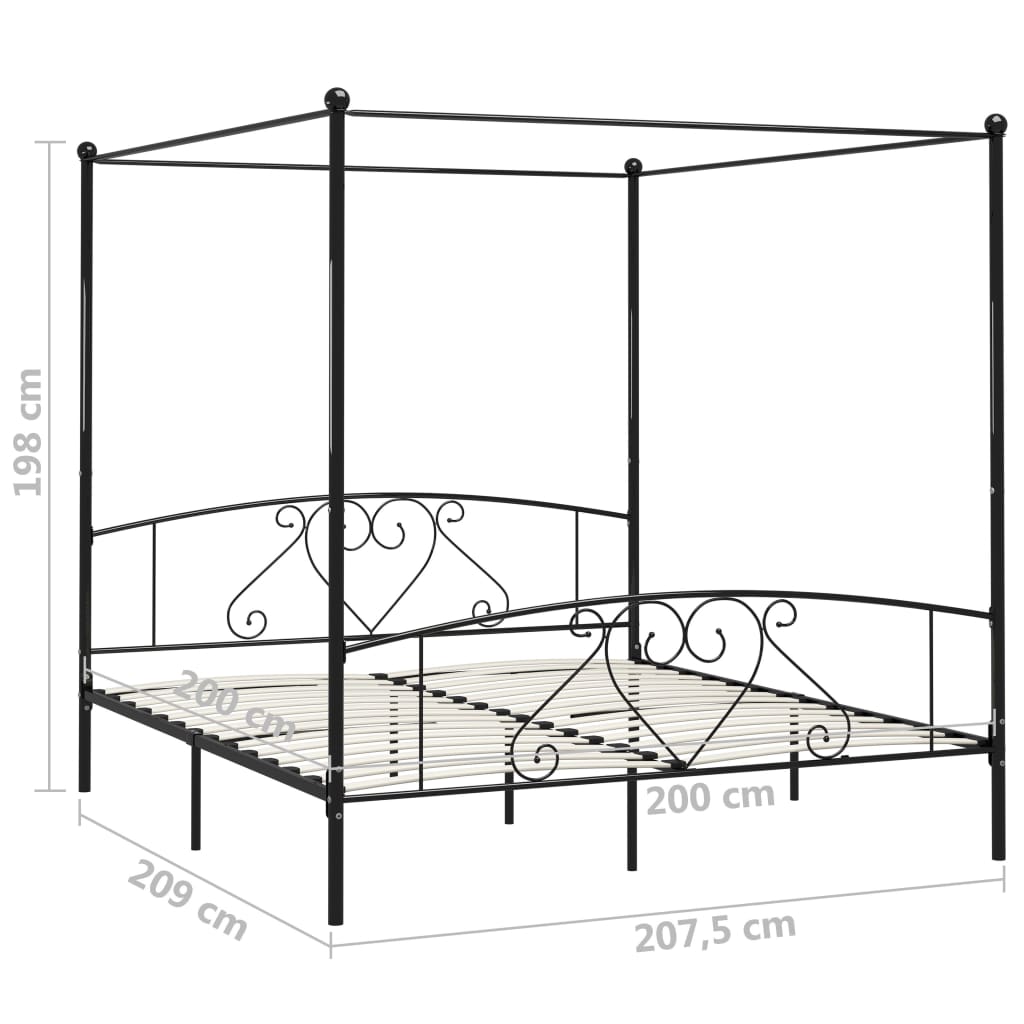 sengestel til himmelseng 200 x 200 cm metal sort